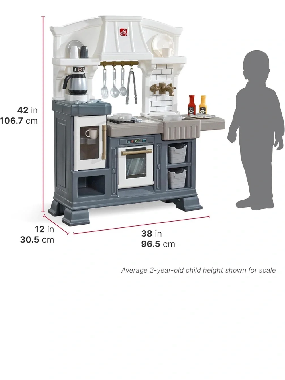 Step2 Play Kitchen Set in Gray and White with Accessories